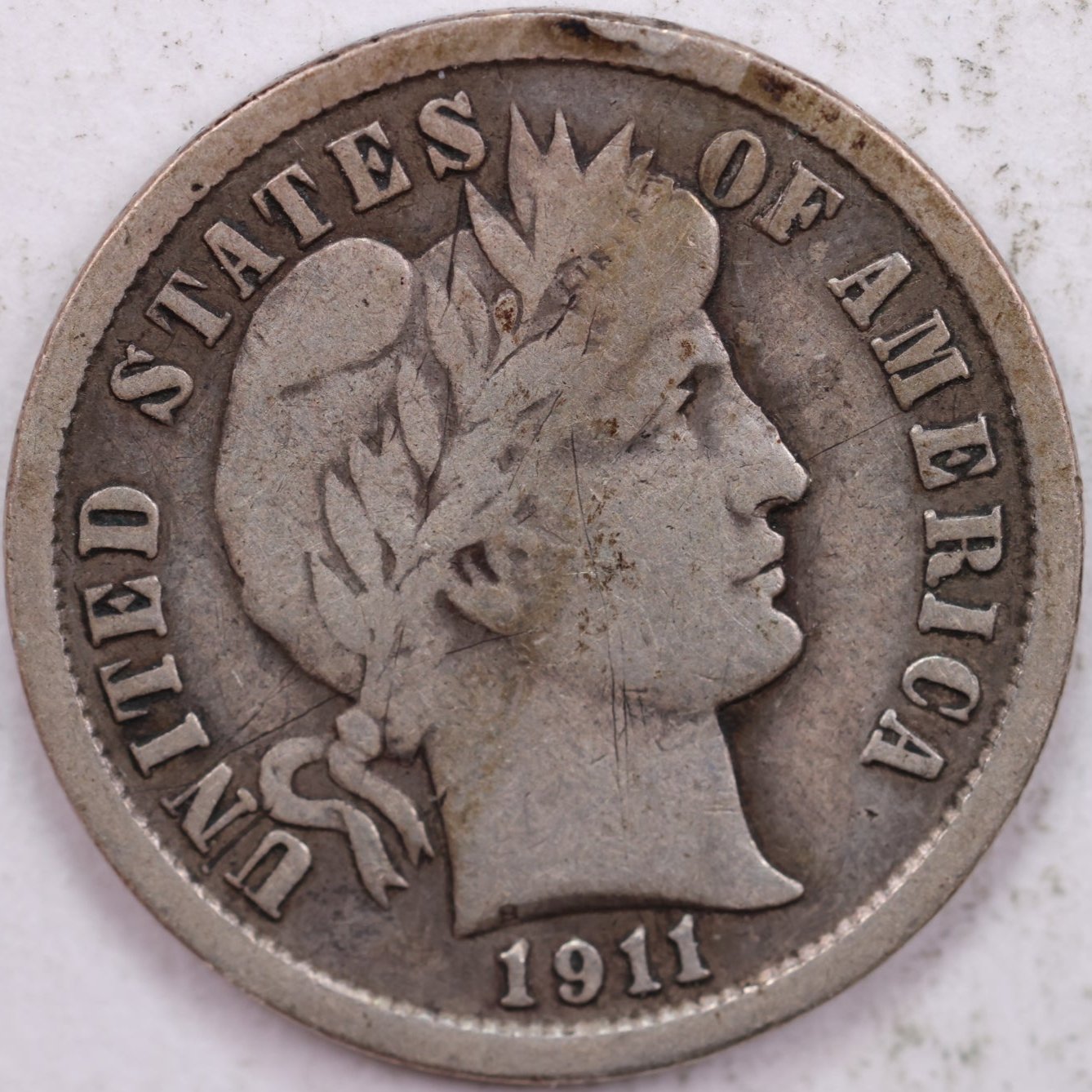 1911 Barber Dime, Fine Circulated Coin, Store #DE0602
