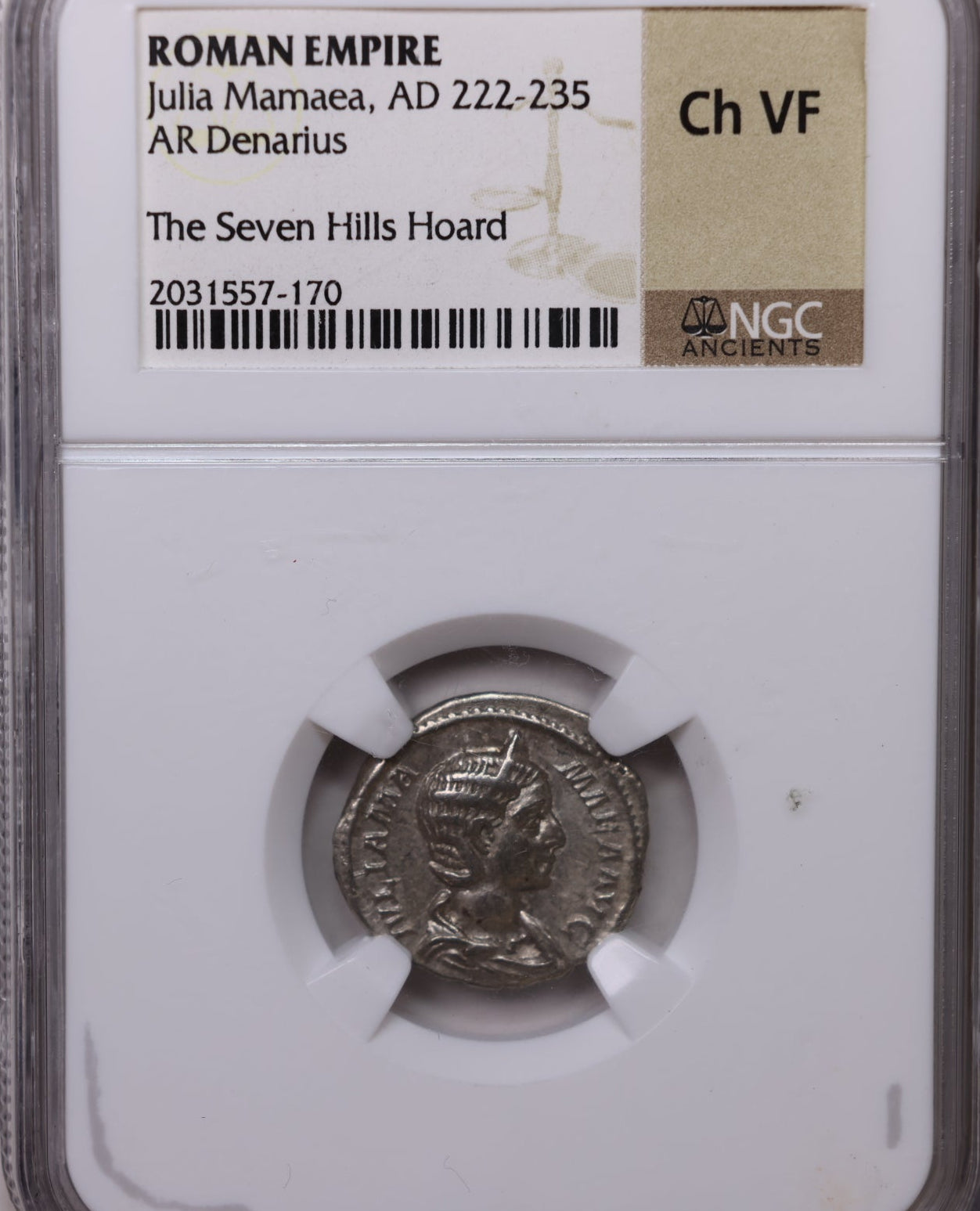 Roman Empire, Julia Mamaea, A.D 222-235, NGC Choice V.F, Store# AT0033.
