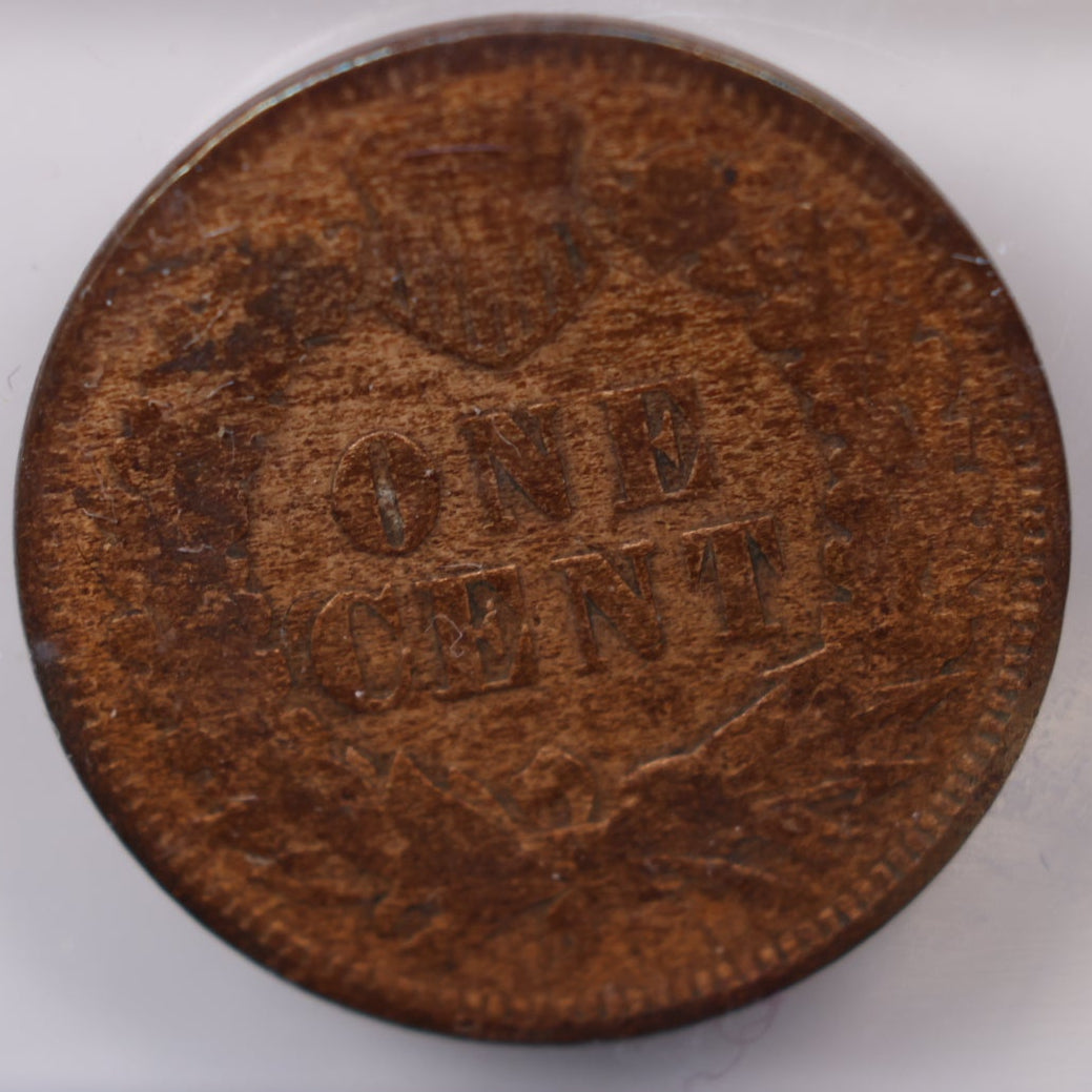 1873 Indian Head Small Cent, Very Good Circulated Coin, Old Cleaning, Store #CT1575