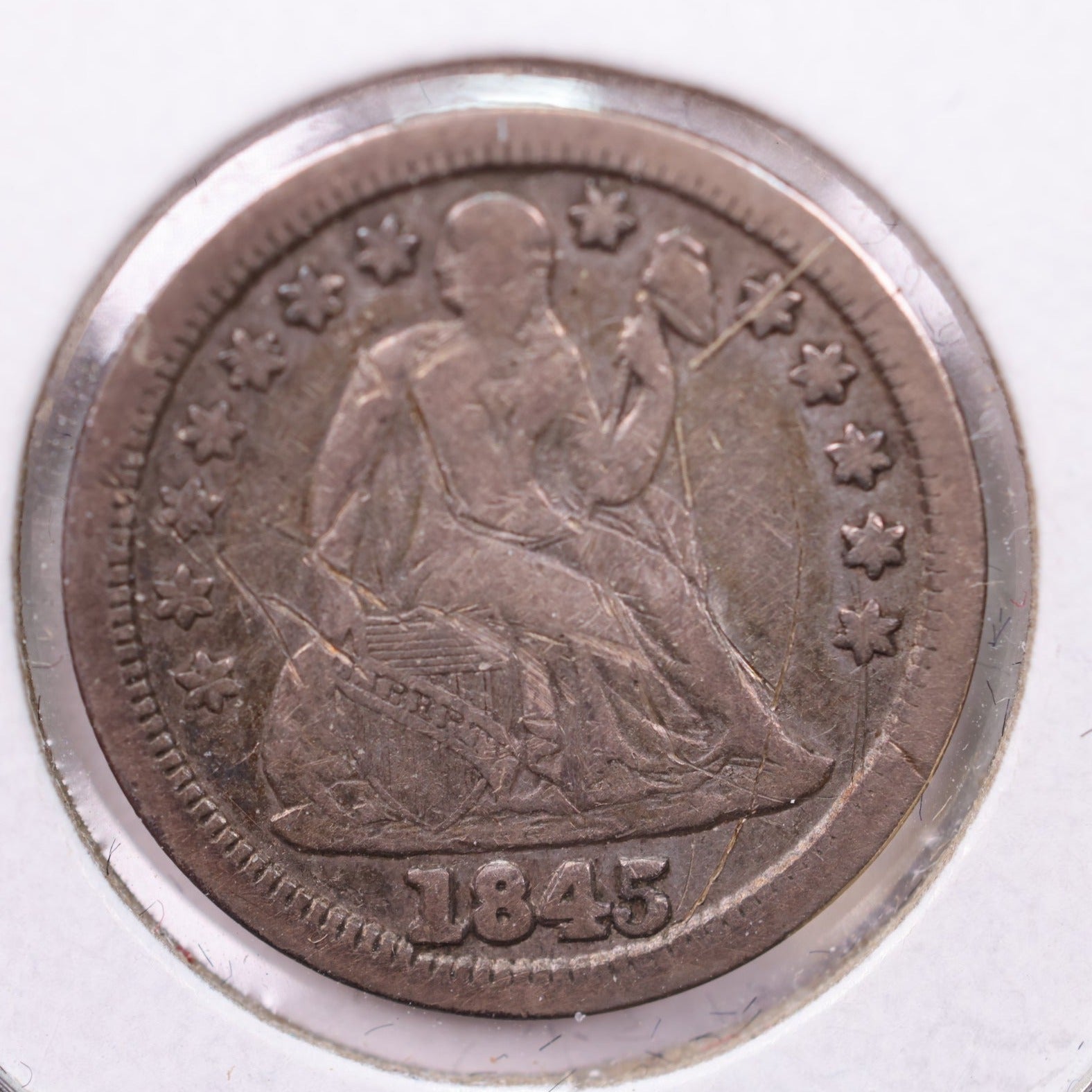 1845 Seated Liberty Silver Dime, Extra Fine, Store Sale #19016