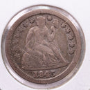 1845 Seated Liberty Silver Dime, Extra Fine, Store Sale