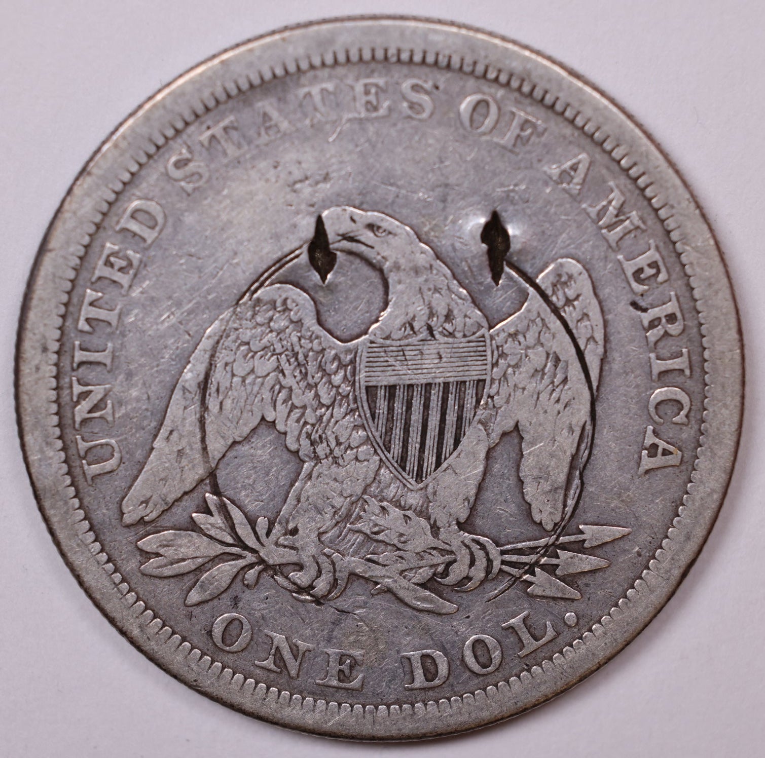 1865 Liberty Seated Silver Dollar, Fine Detailed Coin, Store Sale #DR029.