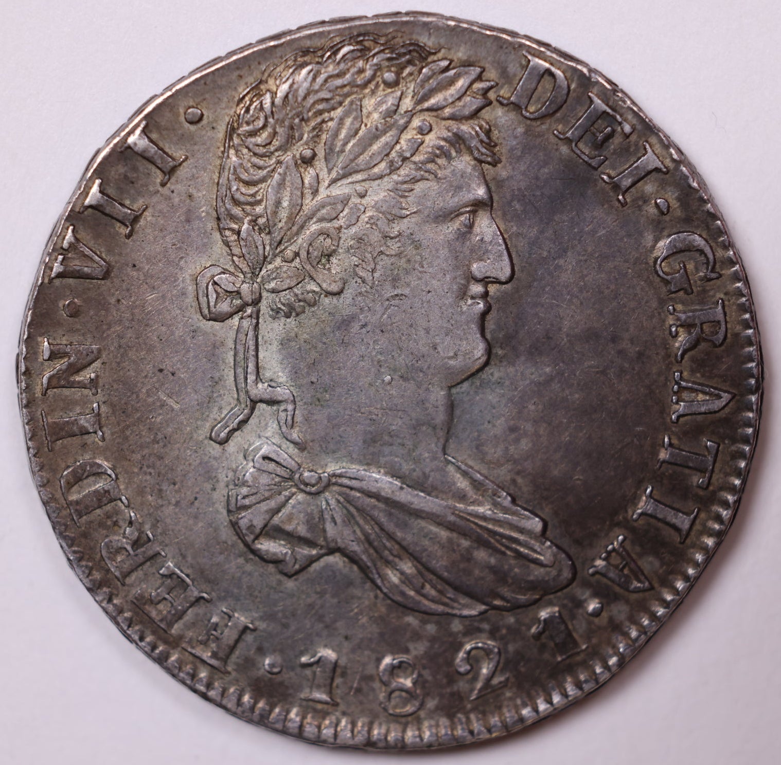 1821 Mexico 8 Reale, About Uncirculated Plus, 90% Silver, Store #FN0007.