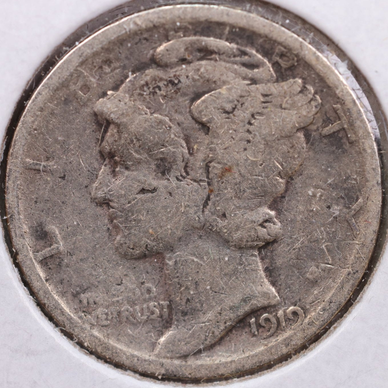1919 Mercury Dime, Very Good Circulated Coin, Store #DE0011