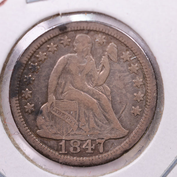 1847 Seated Liberty Silver Dime., Extra Fine., Store Sale #19019
