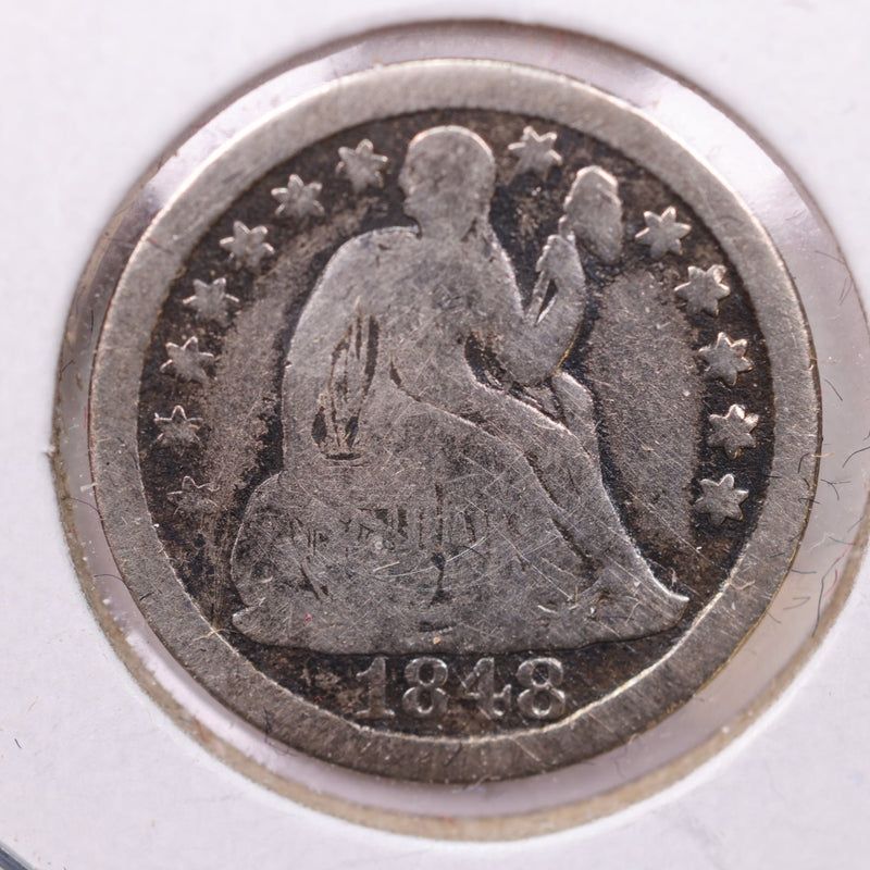 1848 Seated Liberty Silver Dime., Very Good., Store Sale