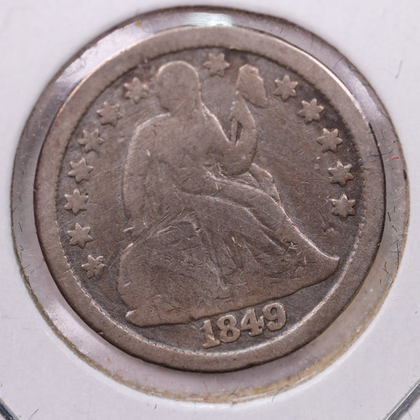 1849 Seated Liberty Silver Dime., Fine., Store Sale #19022