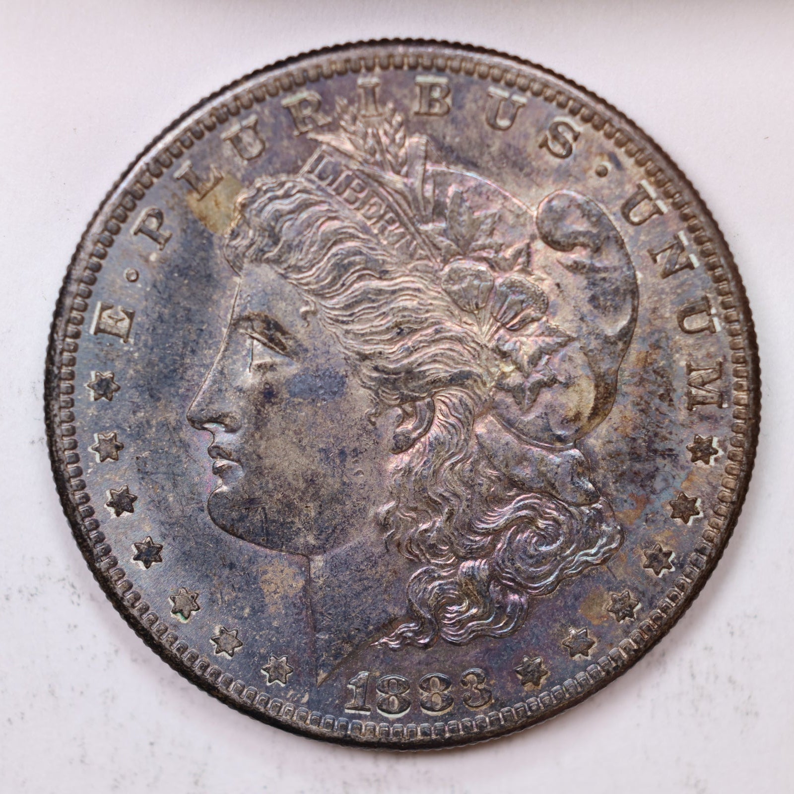 1883-S Morgan Silver Dollar,Toned Mint State, Uncirculated Coin, Store #DR037.