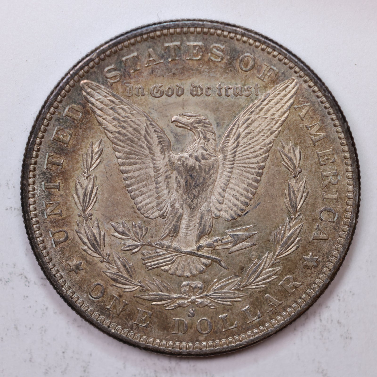 1883-S Morgan Silver Dollar,Toned Mint State, Uncirculated Coin, Store #DR037.