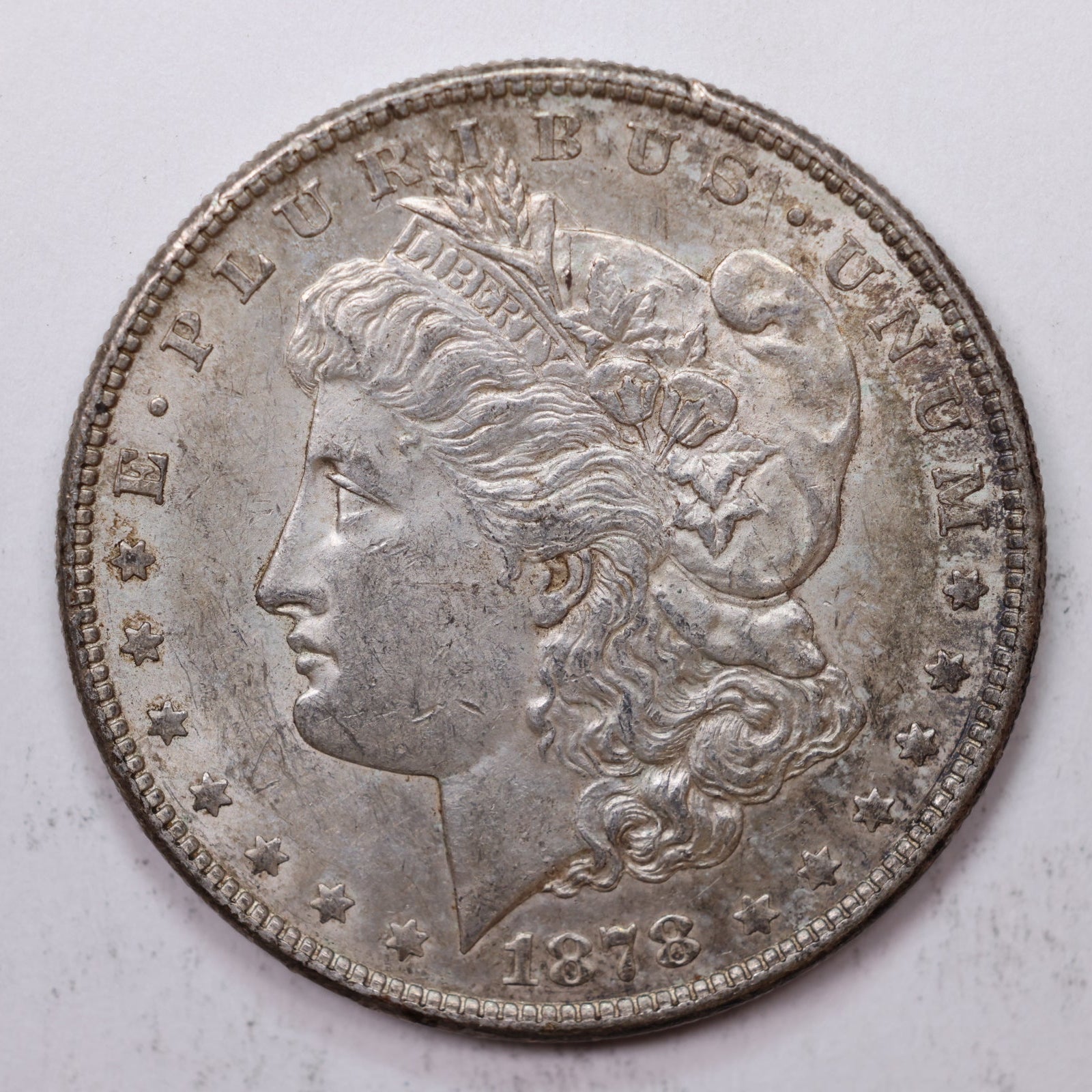 1878-S Morgan Silver Dollar, About Uncirculated Coin, Store #DR038.