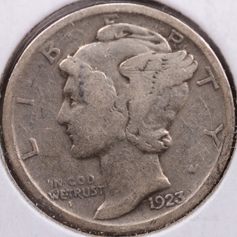 1923 Mercury Silver Dime, Fine Circulated Coin, Store