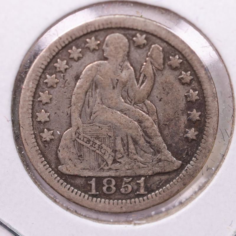 1851 Seated Liberty Silver Dime., X.F., Store Sale