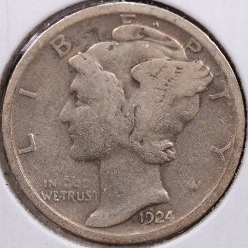 1924 Mercury Silver Dime, Fine Circulated Coin, Store