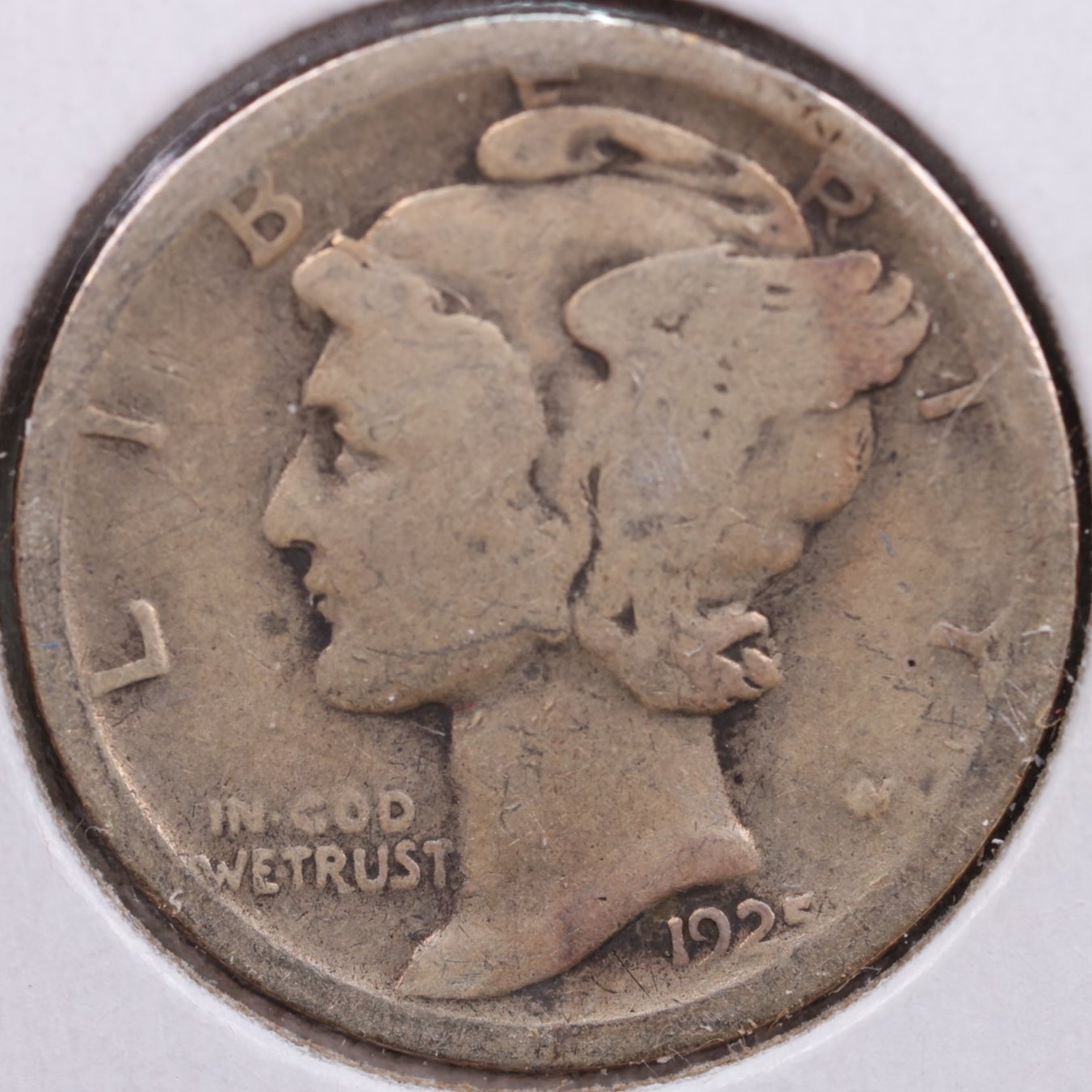 1925-S Mercury Dime, Very Good Circulated Coin, Store #DE0035