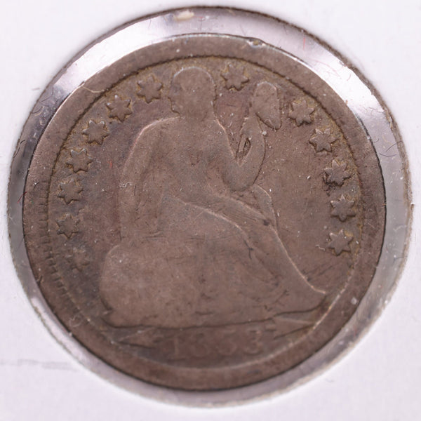 1853-O Seated Liberty Dime, Very Good Circulated Coin, Store #DE532