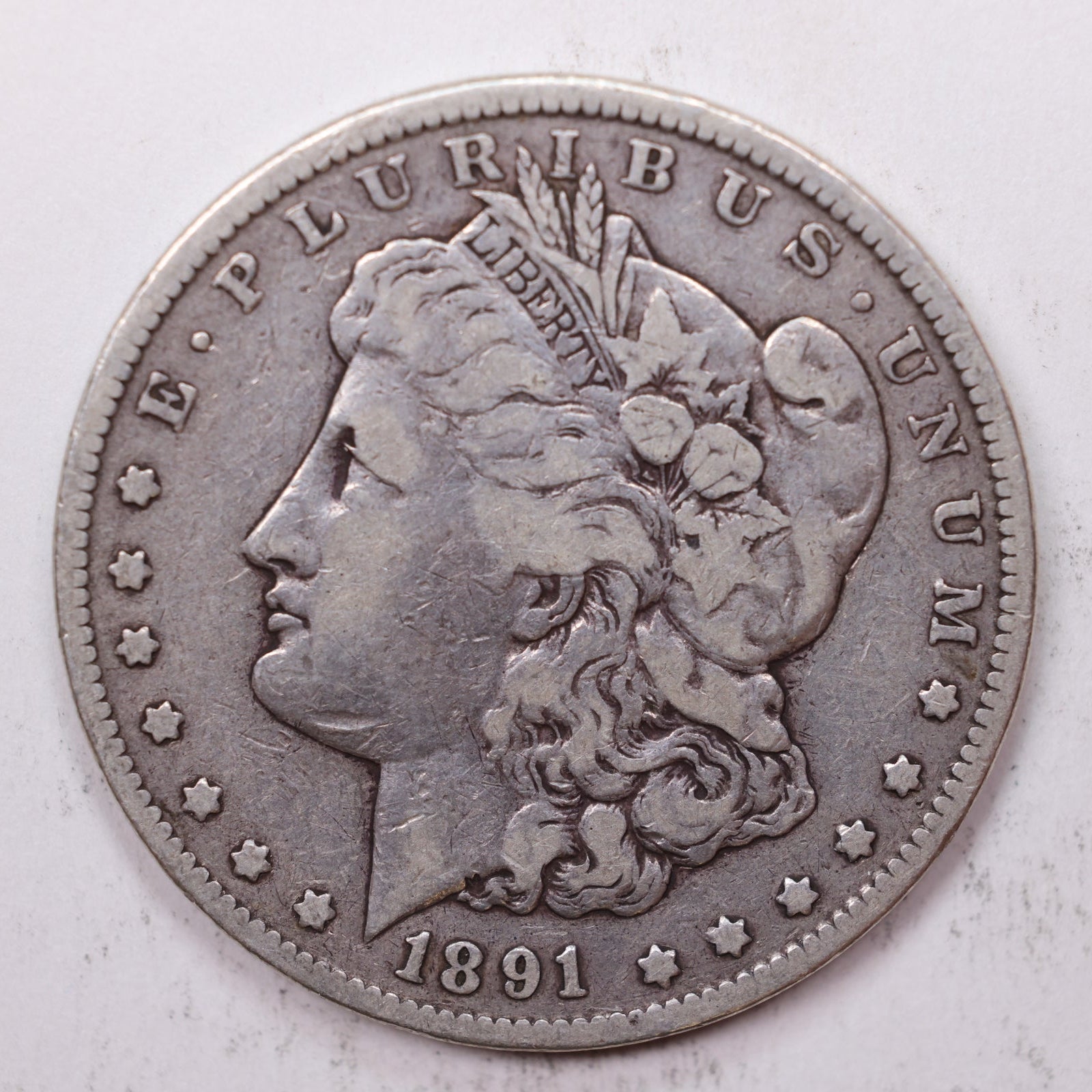 1891-CC Morgan Silver Dollar, Fine Circulated Coin, Store #DR053.
