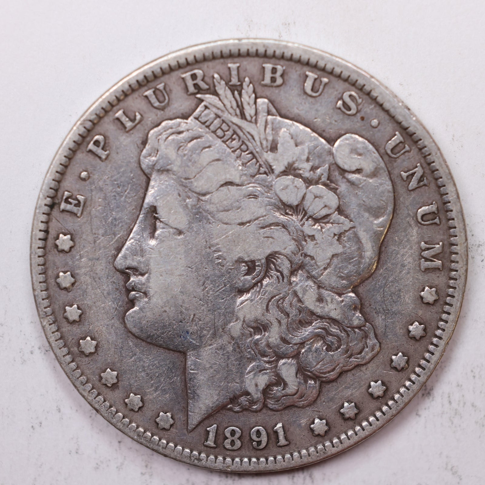 1891-CC Morgan Silver Dollar, Very Fine Details Circulated Coin, Store #DR054.