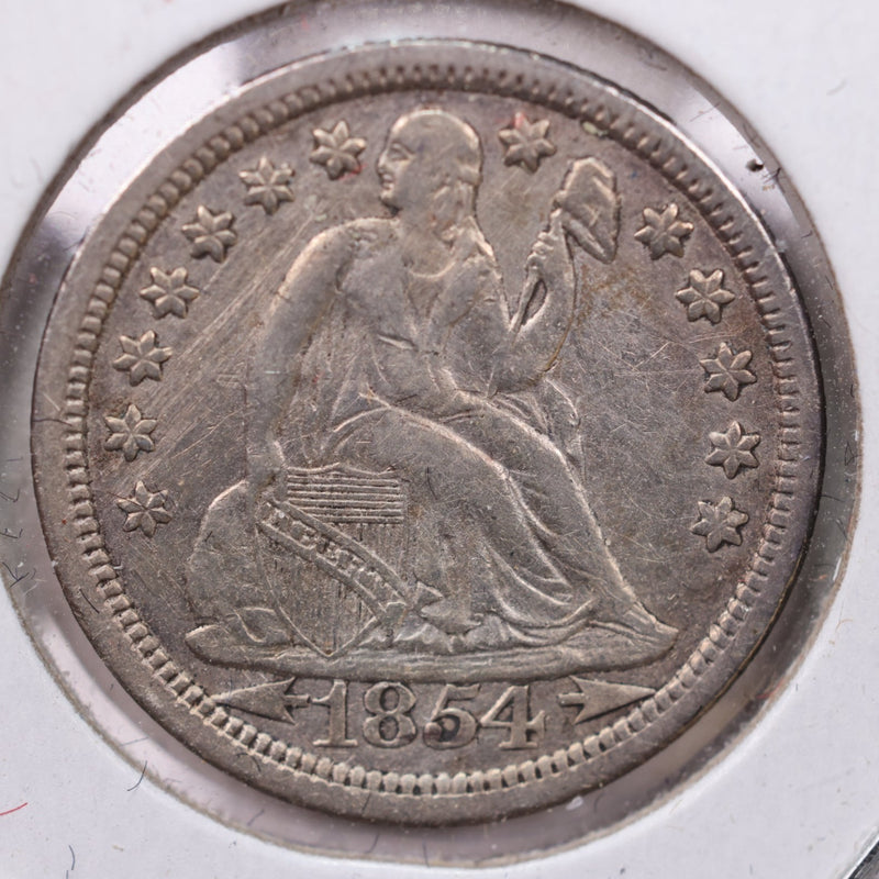1854 Seated Liberty Silver Dime., A.U., Store Sale