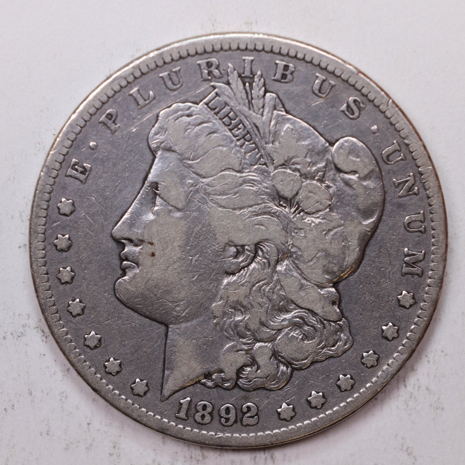 1892-CC Morgan Silver Dollar, Fine Circulated Coin, Hard Date, Store #DR056.