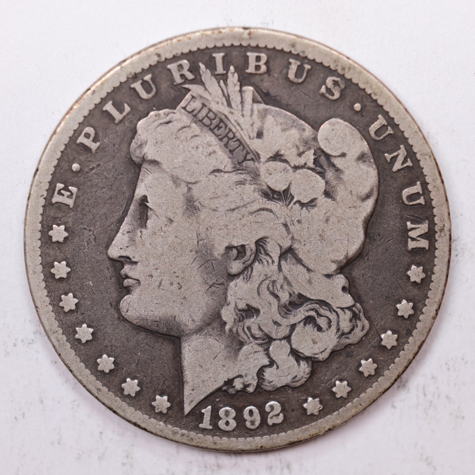 1892-CC Morgan Silver Dollar, Very Good Circulated Coin, Hard Date, #DR057.