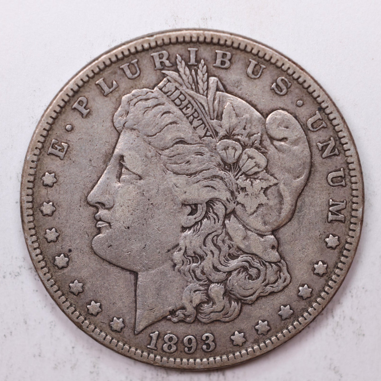 1893 Morgan Silver Dollar, Very Fine +, Circulated Coin, Store #DR058.