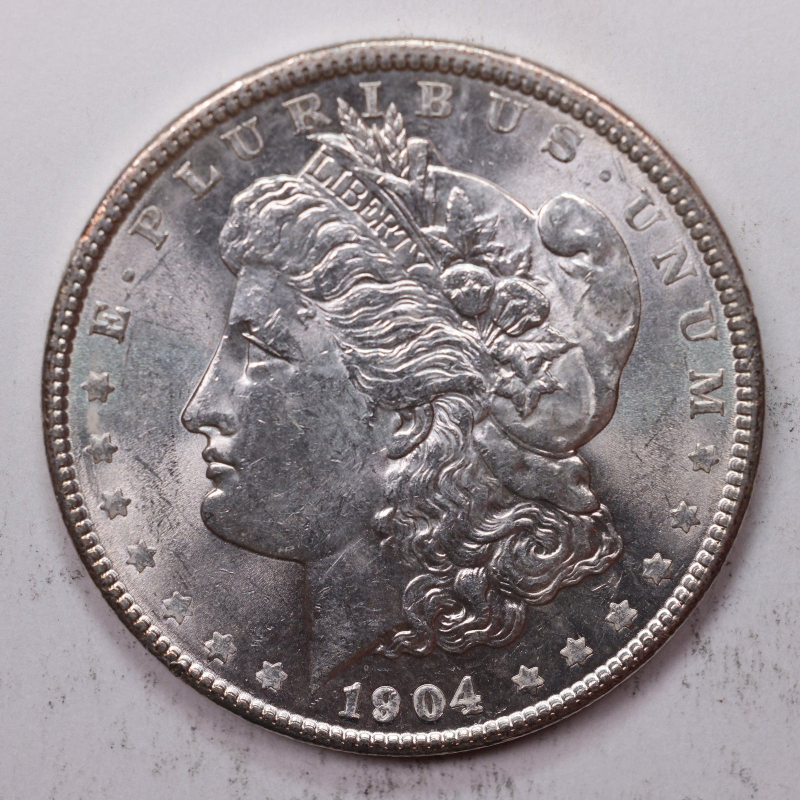 1904 Morgan Silver Dollar, Mint State Uncirculated Coin, Store #DR059.