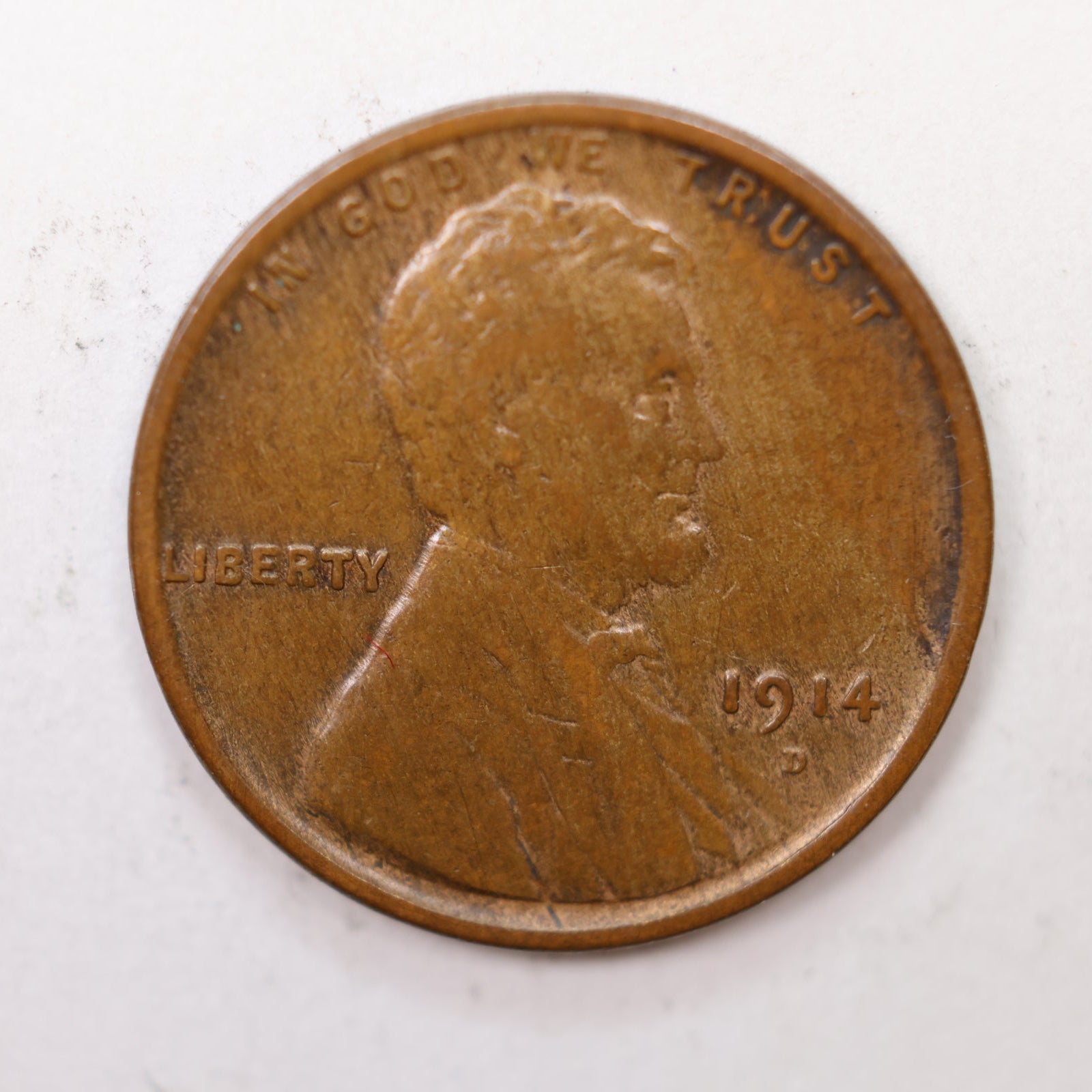 1914-D Lincoln Wheat Cent, Very Fine Circulated Coin, Store #CT1675.