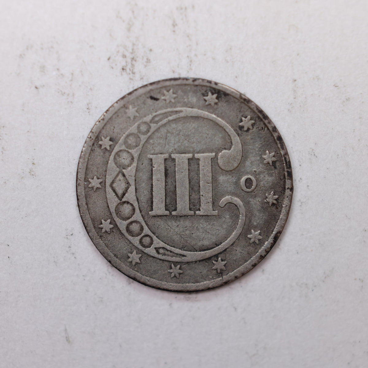 1851-O Silver Three-Cent Piece. Very Good Circulated Coin. Store #3C002