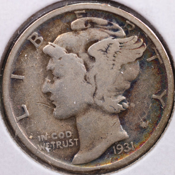 1931 Mercury Silver Dime, Very Fine Circulated Coin, Store #DE0051