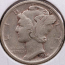 1934 Mercury Silver Dime, Very Fine Circulated Coin, Store