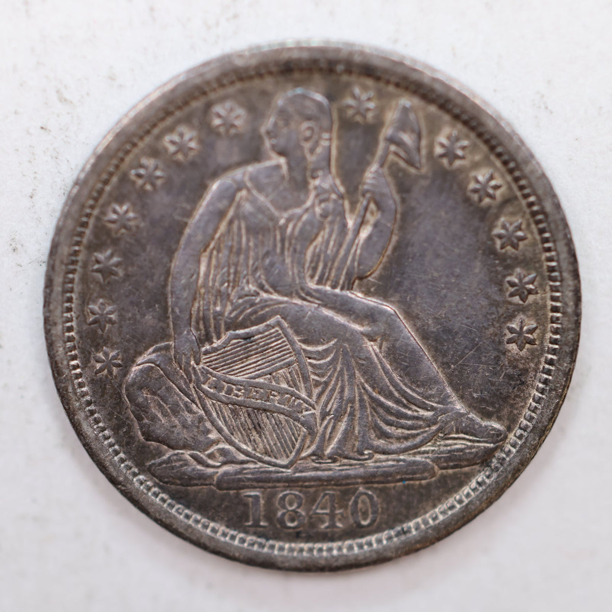 1840 Seated Liberty Half Dime, No Drape, About Uncirculated, Store #HE008.