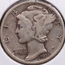 1935-S Mercury Silver Dime, Very Fine Circulated Coin, Store