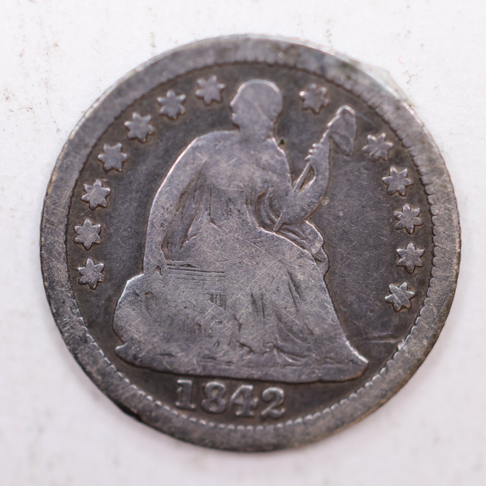 1842-O Seated Liberty Silver Half Dime, Very Good Circulated Coin, Store #HE016.