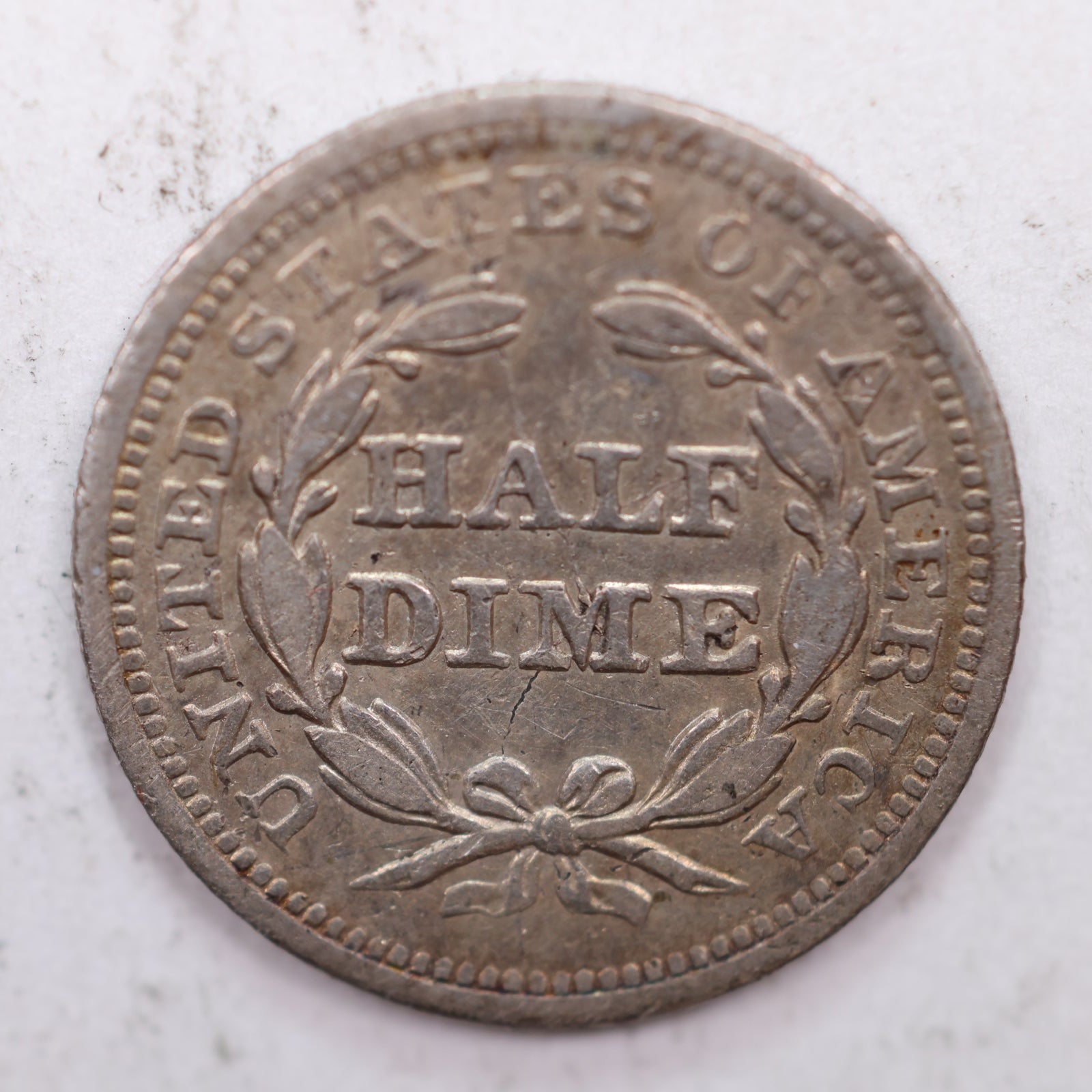 1843 Seated Liberty Silver Half Dime, About Uncirculated Coin, Store #HE018.