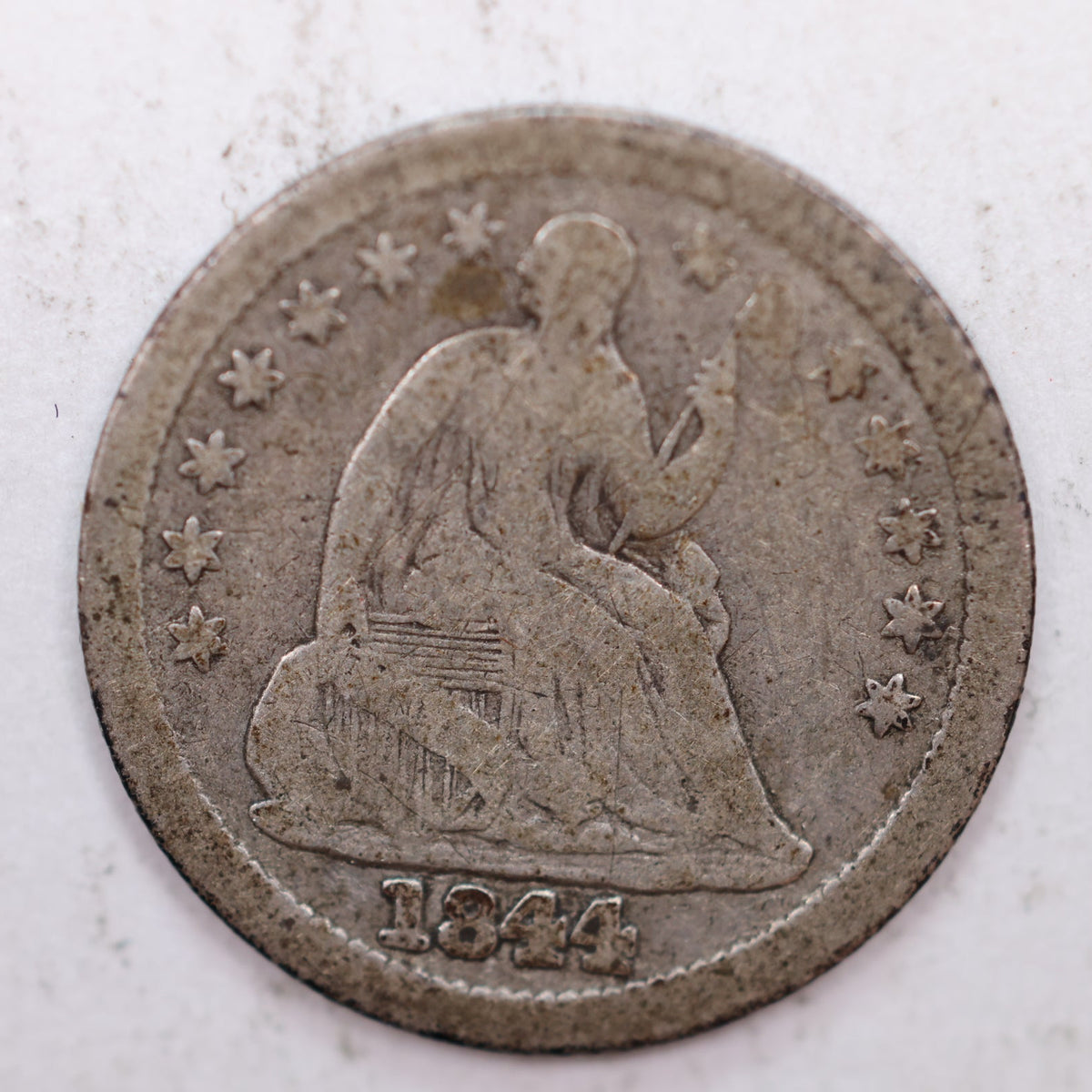 1844 Seated Liberty Silver Half Dime,Very Good Circulated Coin, Store #HE019.