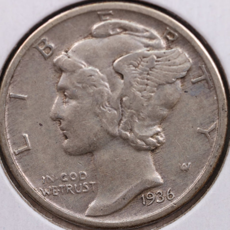 1936 Mercury Silver Dime, Extra Fine Circulated Coin, Store
