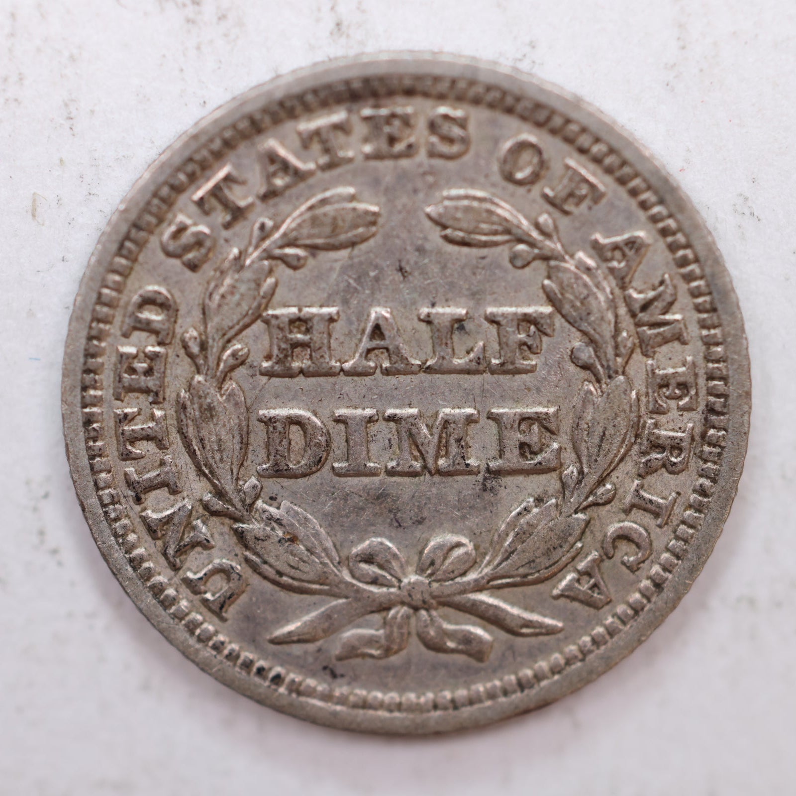 1848 Seated Liberty Silver Half Dime, 'Med Date', About Uncirculated, Store #HE020.