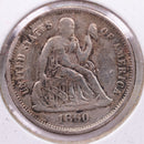 1860 Seated Liberty Silver Dime., X.F+., Store Sale