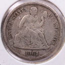 1861-S Seated Liberty Silver Dime., X.F., Details., Store Sale
