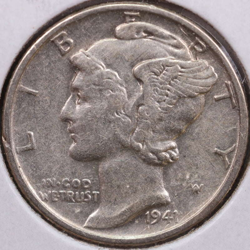 1941 Mercury Silver Dime, About Uncirculated Coin, Store