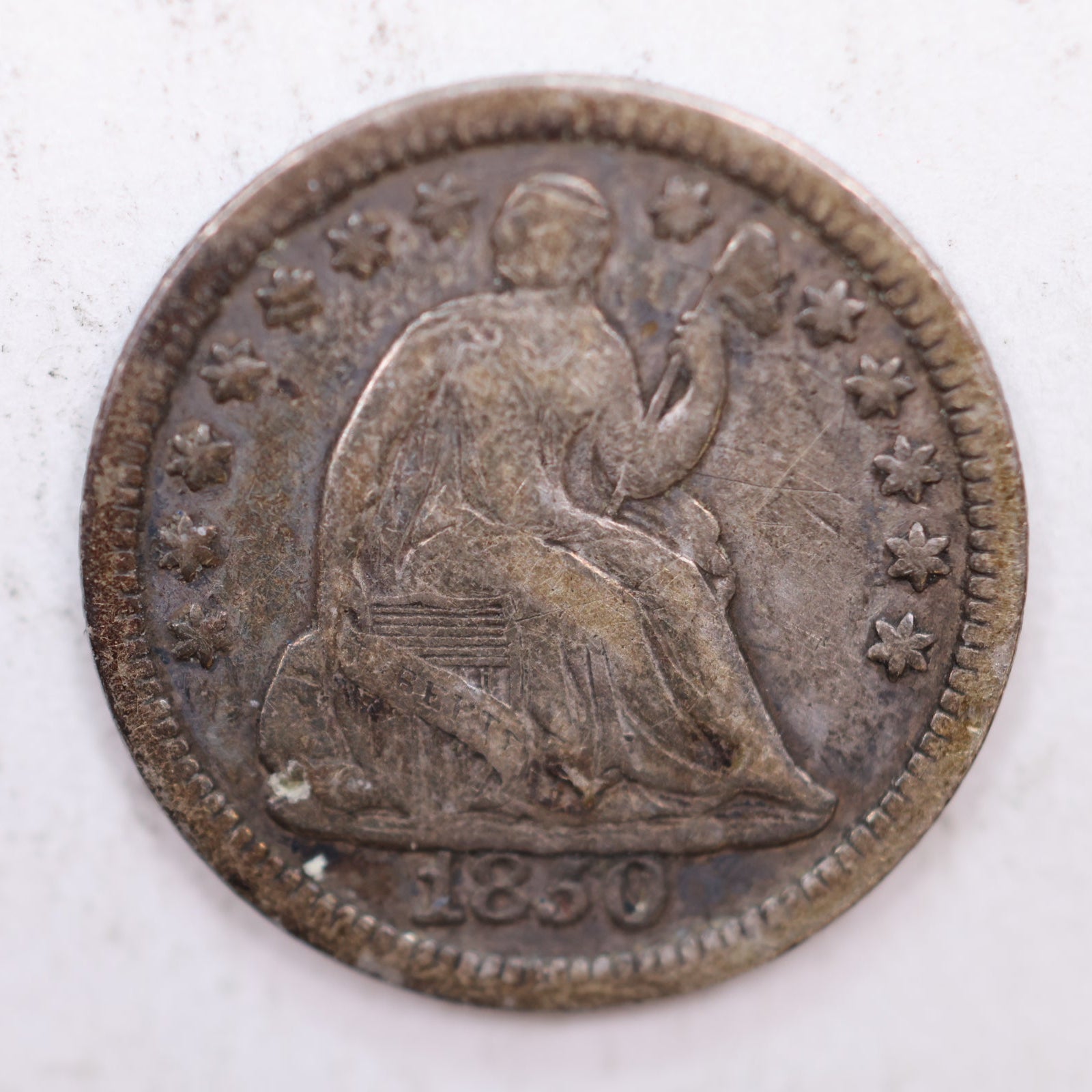 1850 Seated Liberty Silver Half Dime, Very Fine Circulated Coin, Store #HE026.