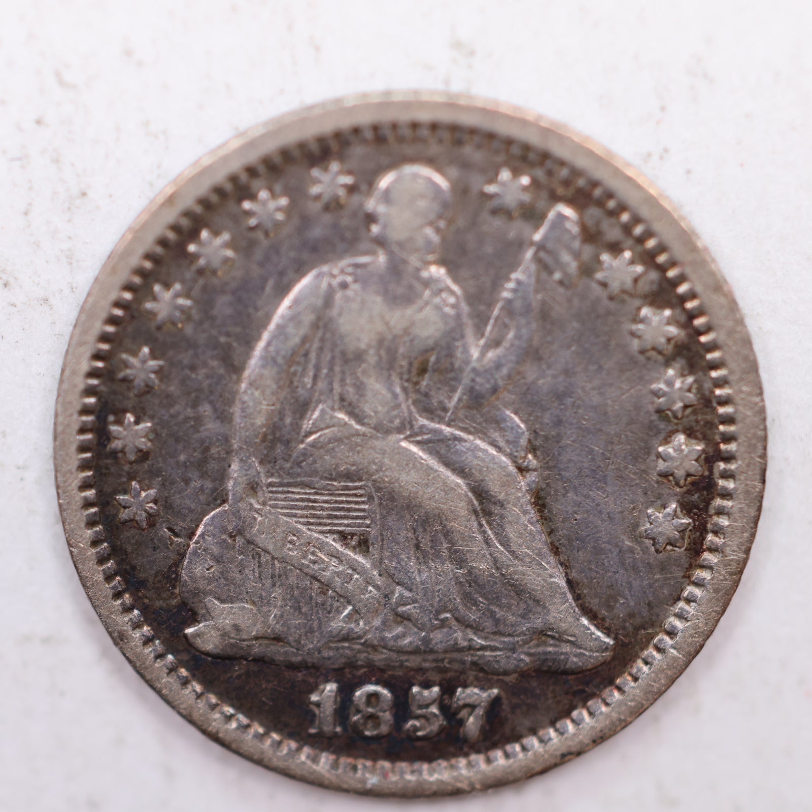 1857-O Seated Liberty Silver Half Dime, Extra Fine Circulated, Store #HE032.
