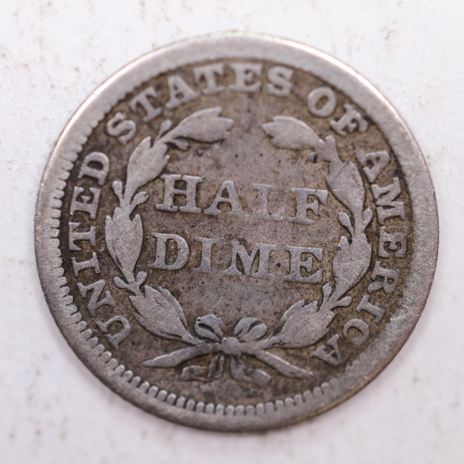 1858/1858 Seated Liberty Silver Half Dime, Good+ Circulated Coin, Store #HE035.