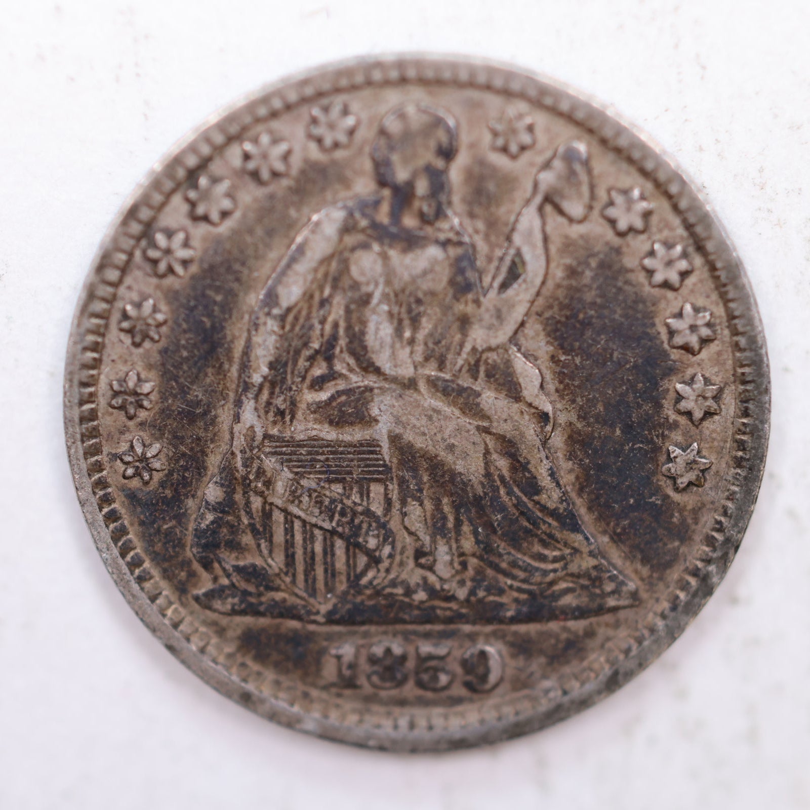 1859 Seated Liberty Silver Half Dime, Extra Fine Circulated Coin, Store #HE037.