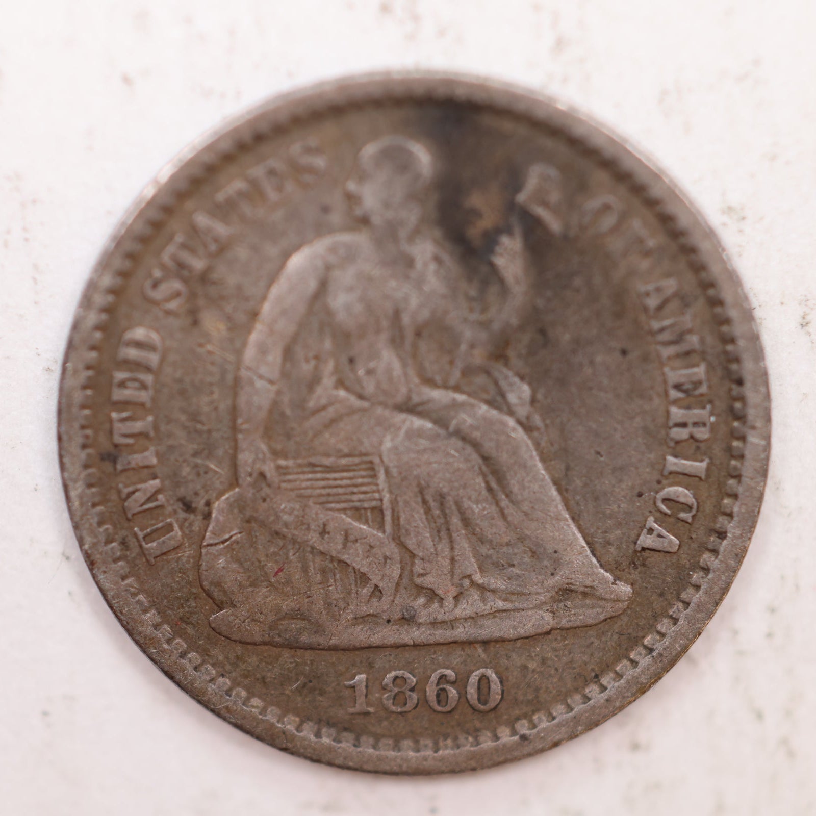 1860-O Seated Liberty Silver Half Dime, Very Fine Circulated Coin, Store #HE041.