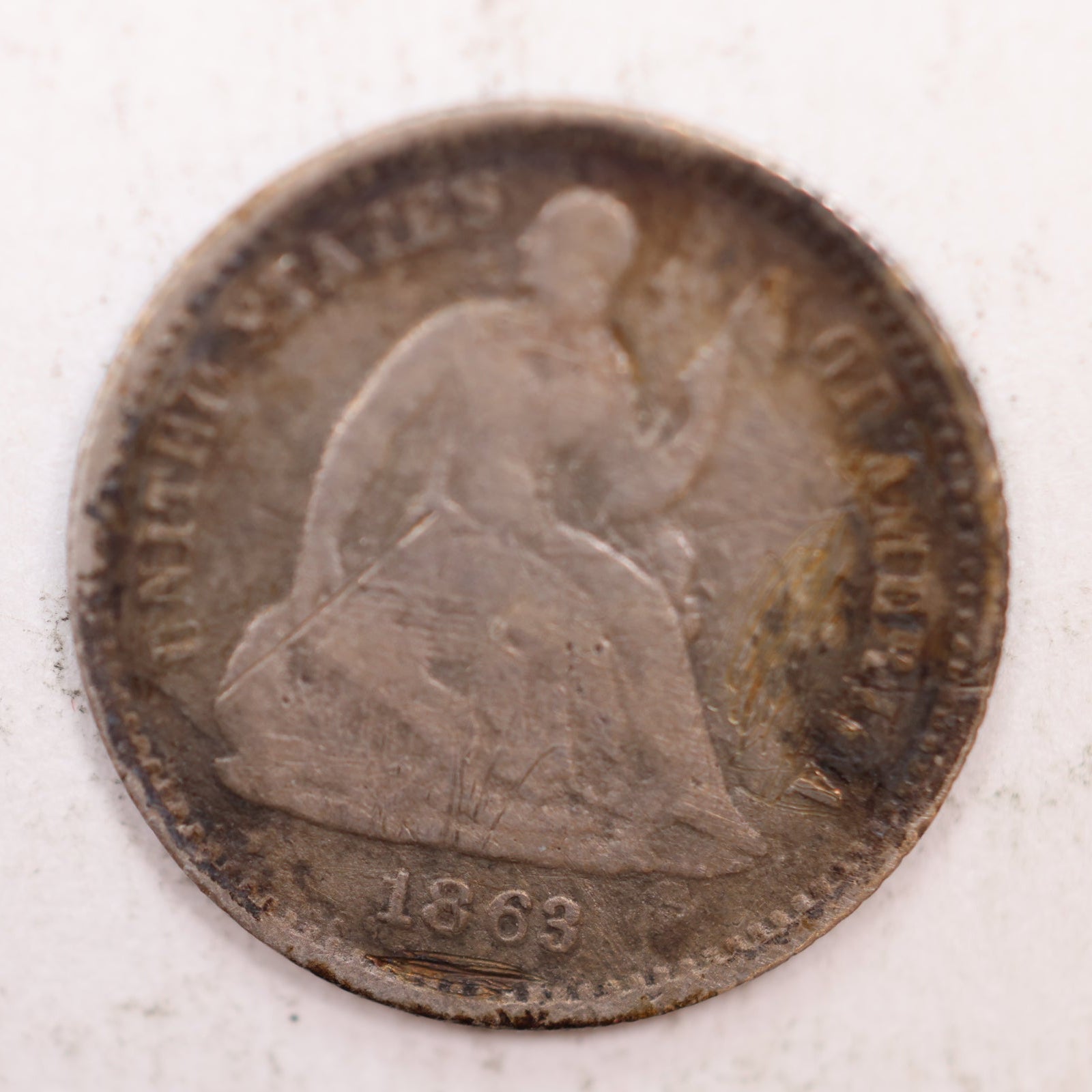 1863 Seated Liberty Silver Half Dime, Fine Circulated Coin, Store #HE045.