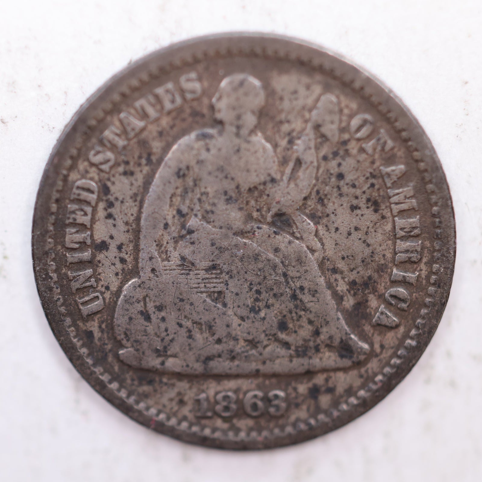1863-S Seated Liberty Silver Half Dime, Very Fine Circulated Coin, Store #HE046.