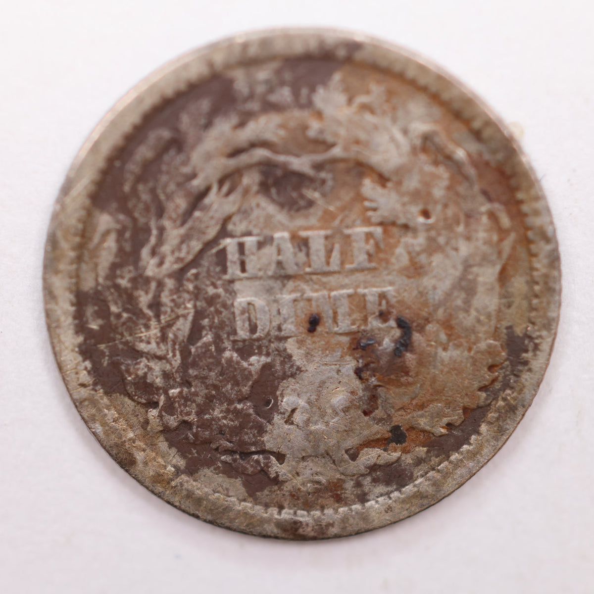 1865-S Seated Liberty Silver Half Dime, Very Good Circulated Coin, Store #HE055.