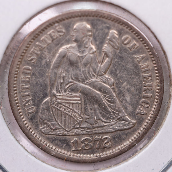 1872-S Seated Liberty Silver Dime., A.U.+., Store Sale #19105
