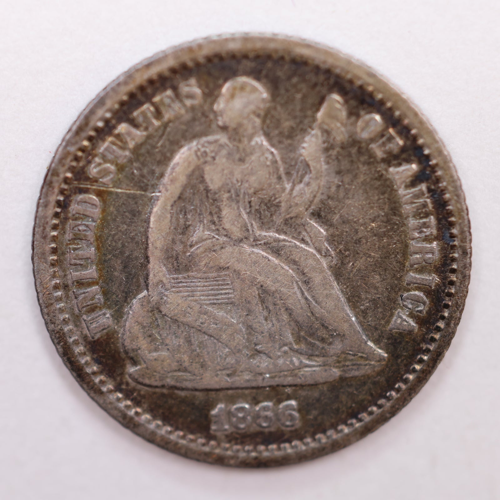 1866 Seated Liberty Silver Half Dime, Extra Fine Circulated Coin, Store #HE056.